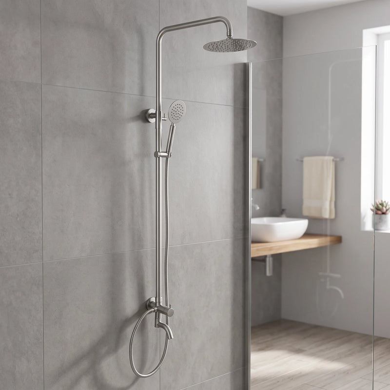 Exposed Shower Bar Set (for Instant Water Heater used) - Satin in a room setting