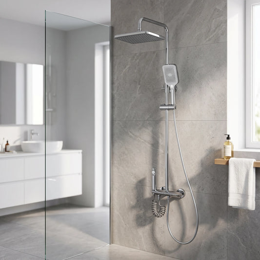 Exposed Shower Set - Chrome in a room setting