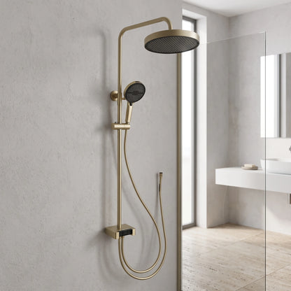 SUS304 Exposed Shower Bar Set (for Instant Water Heater used) - Matt Gold in a room setting