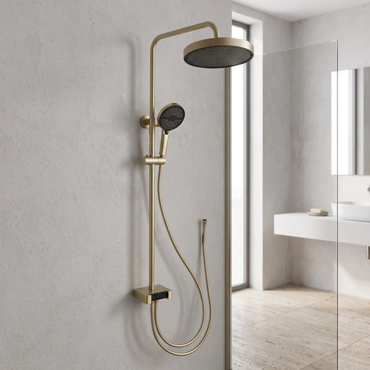 SUS304 Exposed Shower Bar Set (for Instant Water Heater used) - Matt Gold in a room setting
