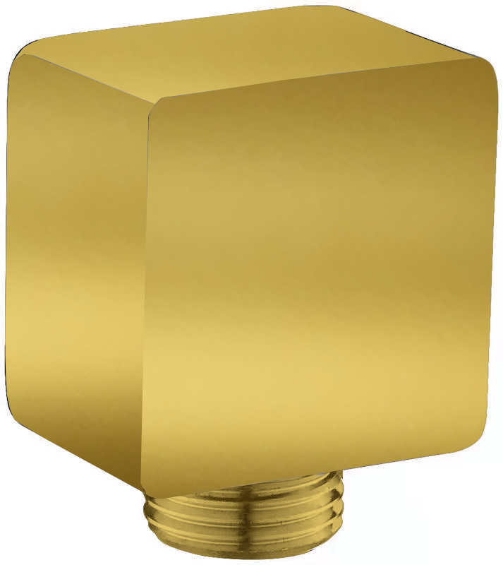 Brass Square Shower Elbow - Matte Gold