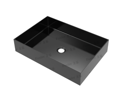SUS304 Rectangular Above Counter Wash Basin c/with Waste - Nano Gun Grey