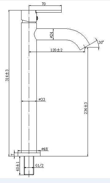 Above Counter Basin Cold Tap