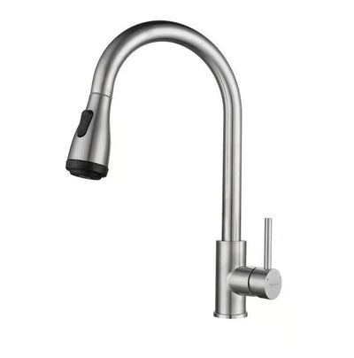 SUS304 Pull-Down Pillar Sink Mixer c/w 4-Functions Shower Head - Satin