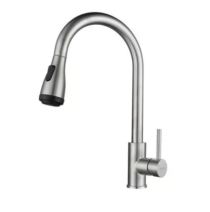 SUS304 Pull-Down Pillar Sink Mixer c/w 4-Functions Shower Head - Satin