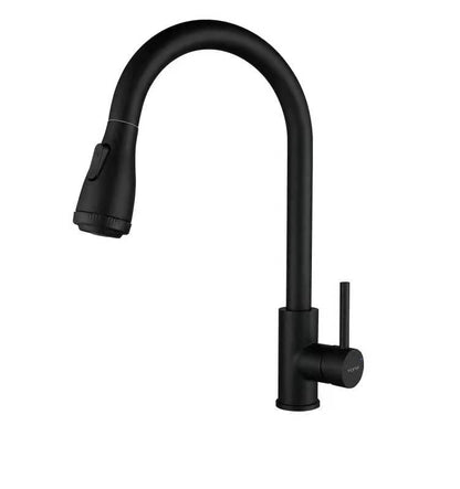 SUS304 Pull-Down Pillar Sink Mixer c/w 4-Functions Shower Head - Matt Black