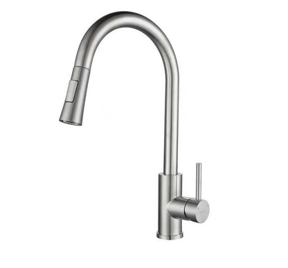 SUS304 Pull-Down Pillar Sink Mixer c/w 2-Functions Shower Head - Matt Black