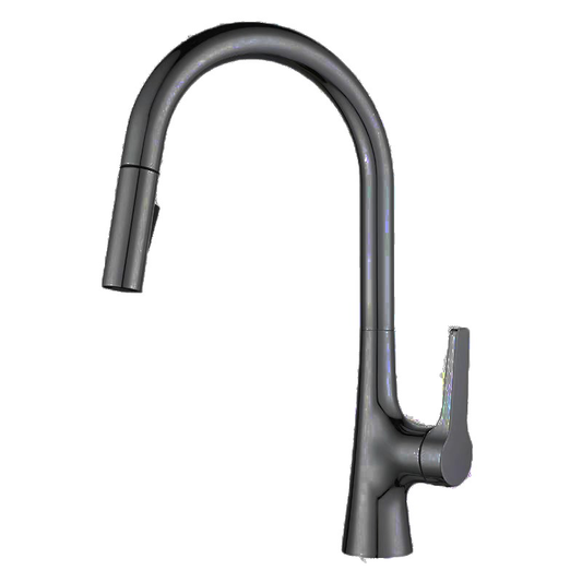 Single Lever Pull-Down Pillar Sink Mixer - Grey