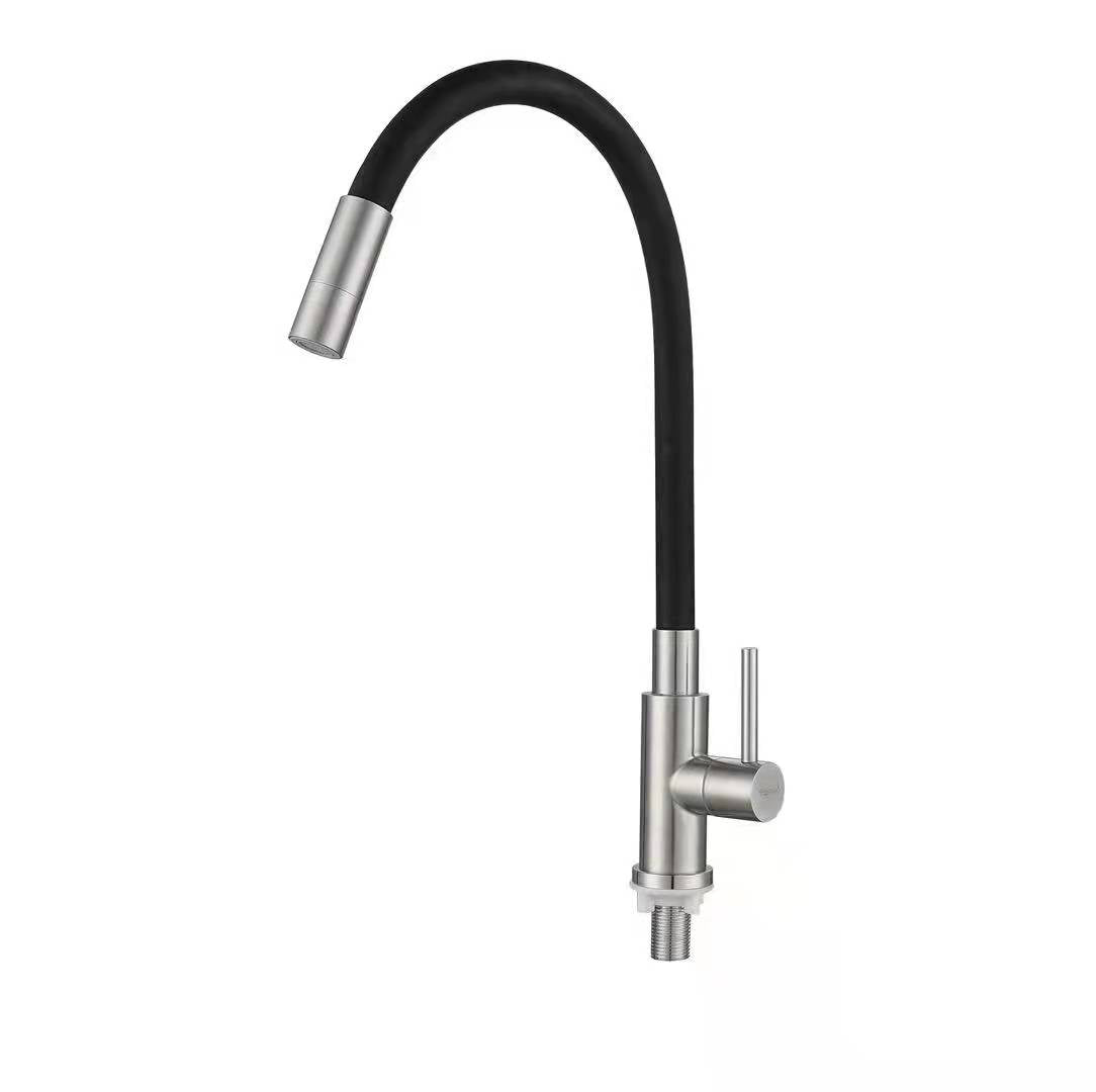 SUS304 Pillar Sink Tap c/w Flexible Black Silicone Hose
