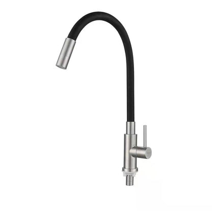 SUS304 Pillar Sink Tap c/w Flexible Black Silicone Hose