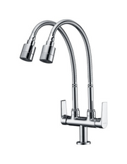 Pillar Sink Tap with Double Wave Spout