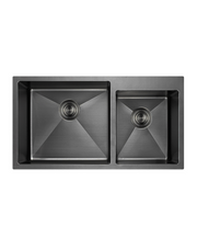 Double Bowl Kitchen Sink c/w basket- Nano Black