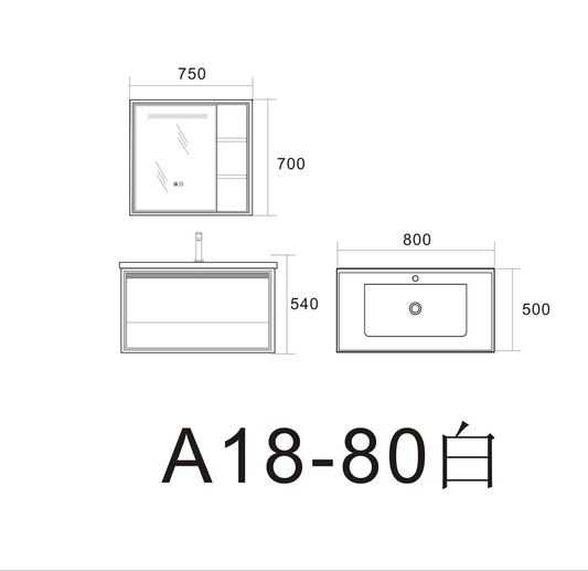 SUS304 Mirror Cabinet with LED light