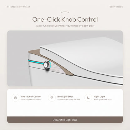 Smart Toilet Complete Set (S-250mm) c/w Tank (High Version) - Gold - One-Click Knob Control