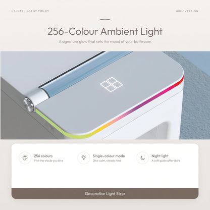 Smart Toilet Complete Set (S-250mm) c/w Tank (High Version) - 256-Colour Ambient Light
