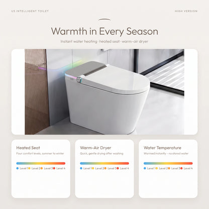 Smart Toilet Complete Set (S-250mm) c/w Tank (High Version) - Heated Seat & Warm-Air Dryer