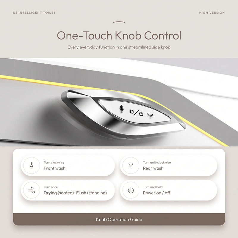 Smart Toilet Complete Set (S-300mm) c/w Tank (High Version) - White - One-Touch Knob Control