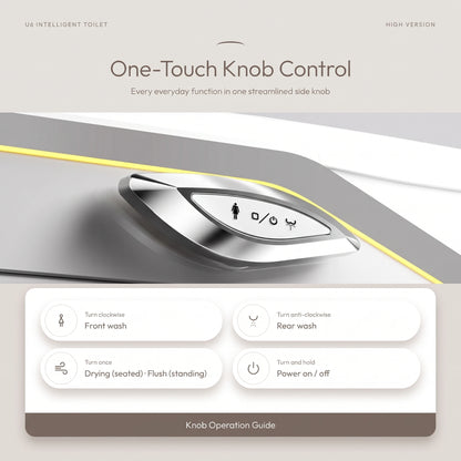 Smart Toilet Complete Set (P-180mm) c/w Tank (High Version) - White - One-Touch Knob Control