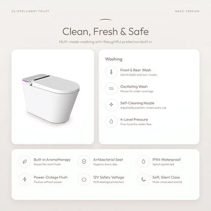 Smart Toilet Complete Set (S-150mm) c/w Tank (Basic Version) - White - Clean, Fresh & Safe