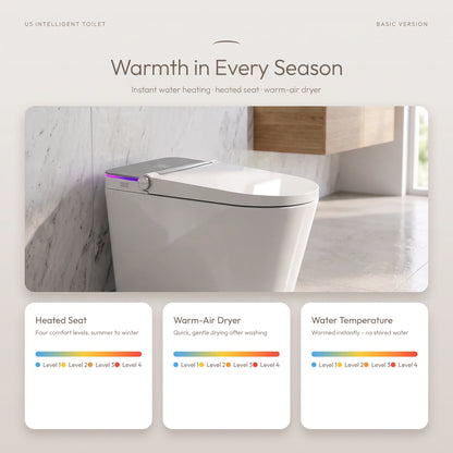 Smart Toilet Complete Set (S-150mm) c/w Tank (Basic Version) - White - Heated Seat & Warm-Air Dryer