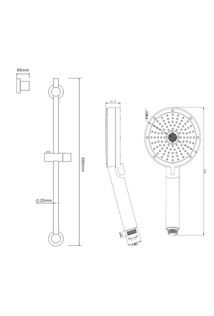 Shower Bar Set - Chrome