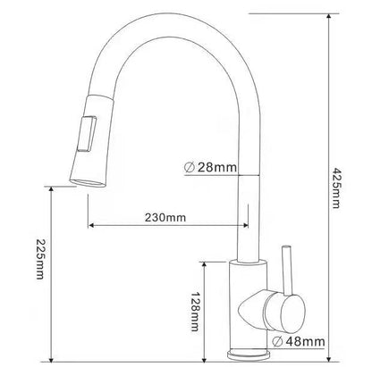 SUS304 Pull-Down Pillar Sink Mixer c/w 2-Functions Shower Head - Matt Black