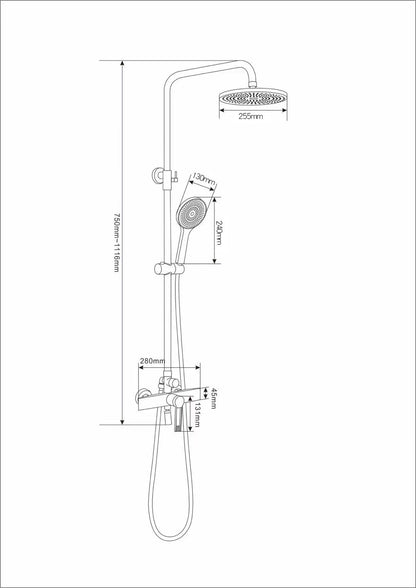 Exposed Shower Bar Set - Chrome