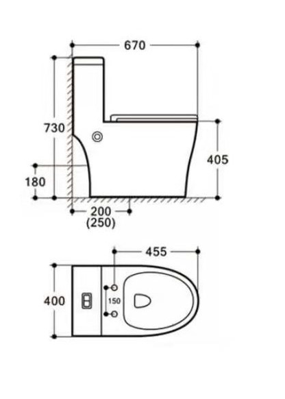 WALDEN Washdown Rimless WC Complete Set c/w Build in Bidet (S-200mm)- white