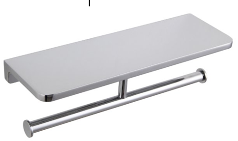 Double Paper Holder with Shelf - Chrome