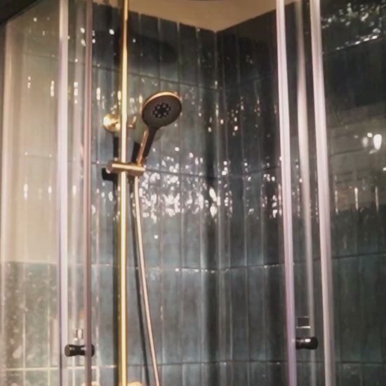 Exposed Shower Set - Matte Gold video [src:file:BB_VeloraEBSAsthetic_EBS-15668-GD.mp4]