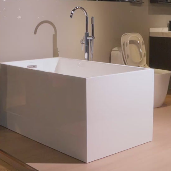 Free Standing Bathtub c/w Waste - White video [src:file:BB_QuadraBathTubAsthetic_FSB-18367-WW.mp4]