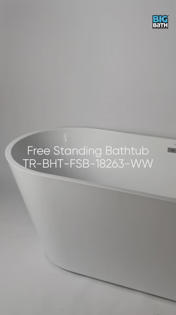 Free Standing Bathtub - White - TR-BHT-FSB-18263-WW product video