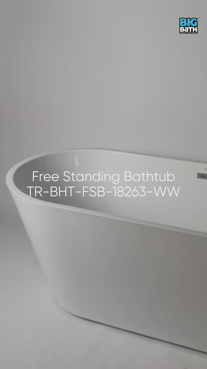 Free Standing Bathtub - White - TR-BHT-FSB-18263-WW product video