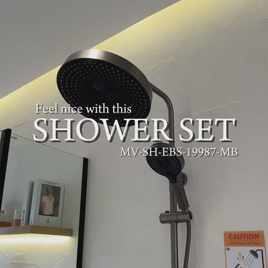 Exposed Shower Bar Set - Matt Black - MV-SH-EBS-19987-MB product video