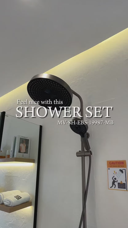 Exposed Shower Bar Set - Matt Black - MV-SH-EBS-19987-MB product video