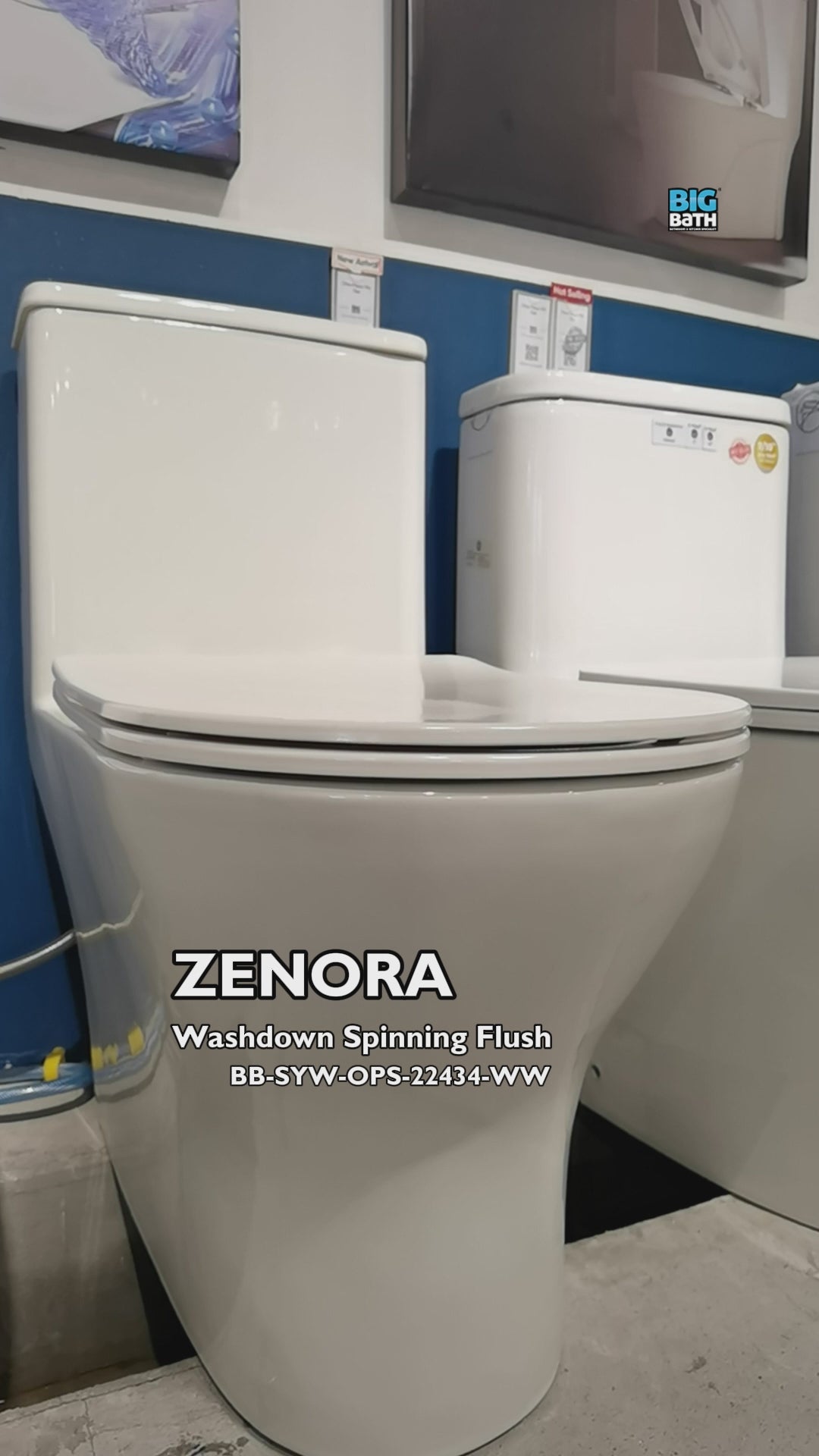 ZENORA Washdown Spinning Flush WC Complete Set c/w UF Seat Cover (S-250mm) - White video [src:file:BB_ZENORAWaterCloset_BB-SYW-OPS-22434-WW.mp4]