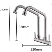 SUS304 Double Spout Wall Sink Tap (5358741880994)