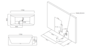 Detailed blueprint of the massage bath tub highlighting measurements  and size specifications.