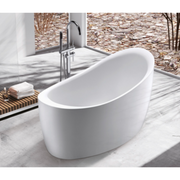 Elegant freestanding bath tub with smooth curves and matte white finish in Malaysia
