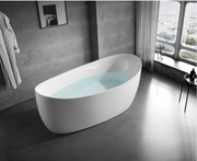 Front view of the elegant free standing massage bath tub with gentle contours and glossy finish in Malaysia.