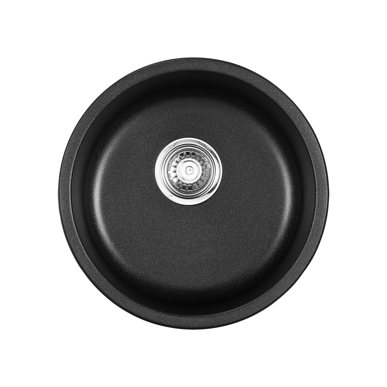 Round Granitetech Single Bowl Kitchen Sink - Black